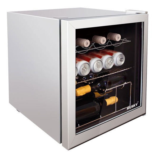 Silver Mini Drinks Fridge - manspaces.co.uk  - Husky Silver Drinks Cooler